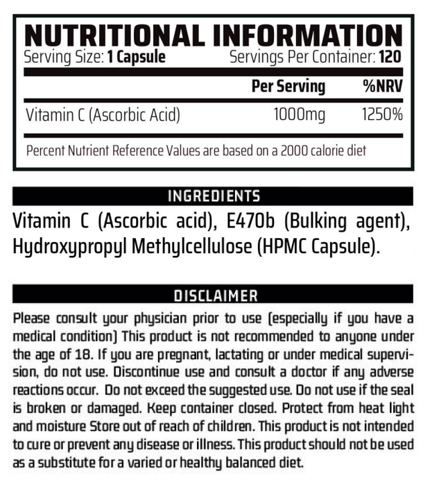 Vitamin C - 1000MG (120 Servings)