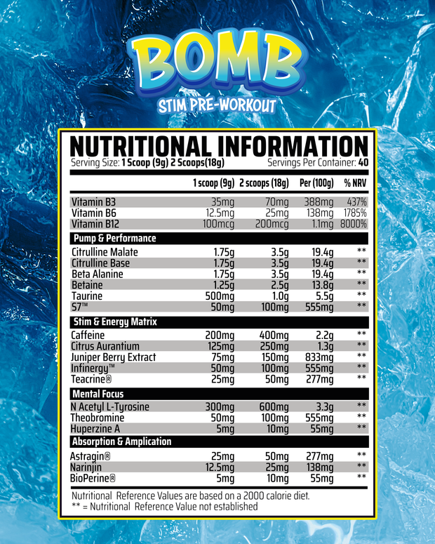 The Bomb™ Pre-workout - Nootropic Stim Pre-workout (40 Servings)